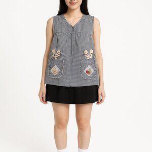 Gingham Squirrel Vest Cottagecore Kawaii Gingham Fairy Japan Style Fits S-M